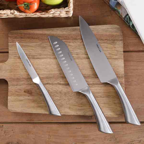 一体型 オールステンレス包丁セット 3点（ペティナイフ＋三徳包丁 大＋牛刀）