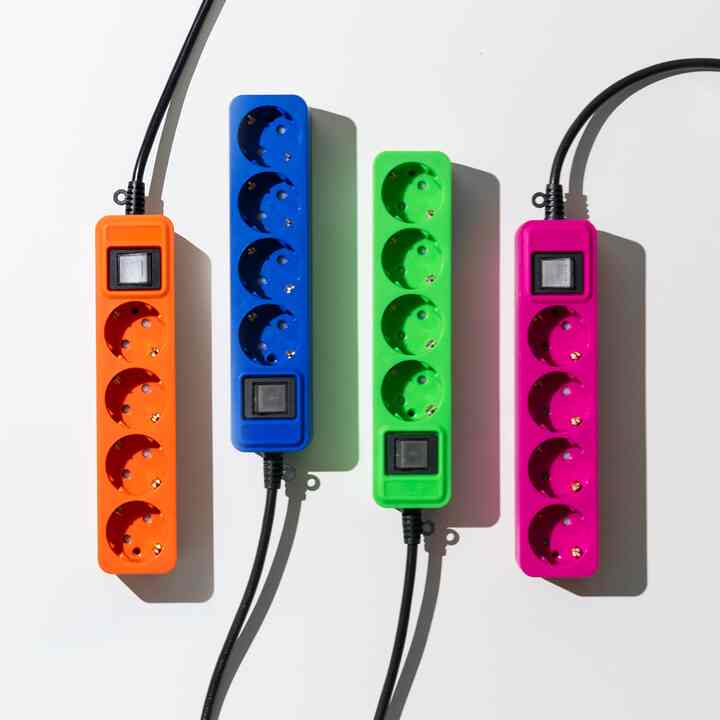 ミッドセンチュリー ビビッドカラー 電源タップ 4C-2M［10色］