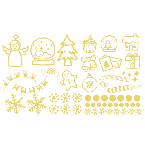 달콤한공간 크리스마스 데코 스티커 누구나 손쉽게 화이트/레드/그린/골드 칼라4종 골드-옵션2