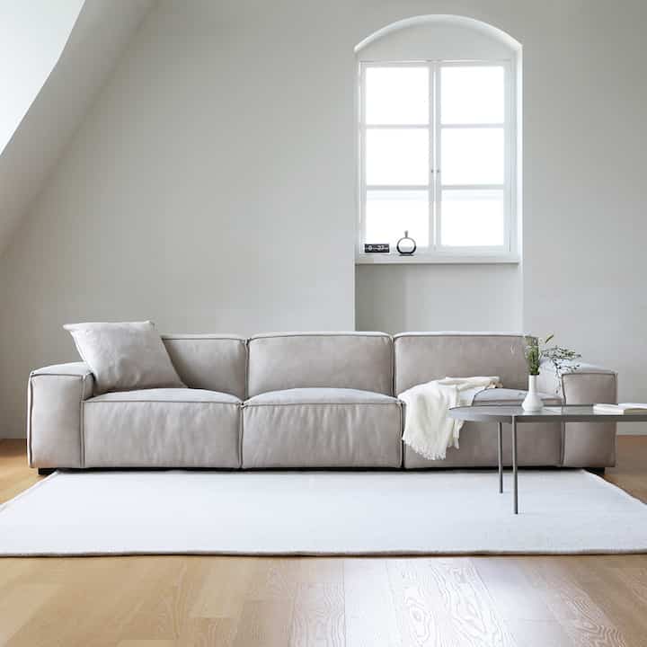 テラ ブルータス レザー ファブリック 4人掛けソファ［3色］