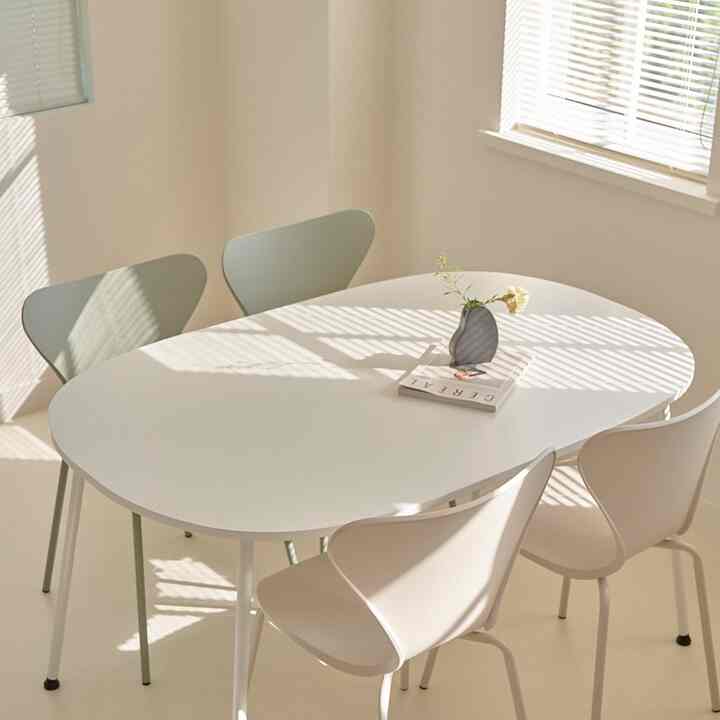 アラウンド 楕円形 リビング テーブル 机 ホワイト 1400