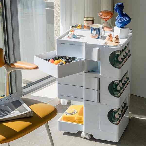 コンテナ 3段キャスター付き収納ワゴン［6色］