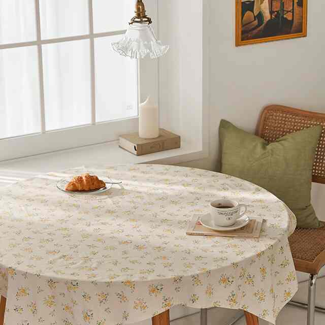 コテージイエローフラワーテーブルクロス