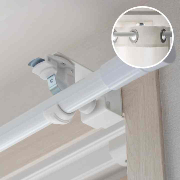 穴あけ不要フック カーテンポール・レール兼用［2色］