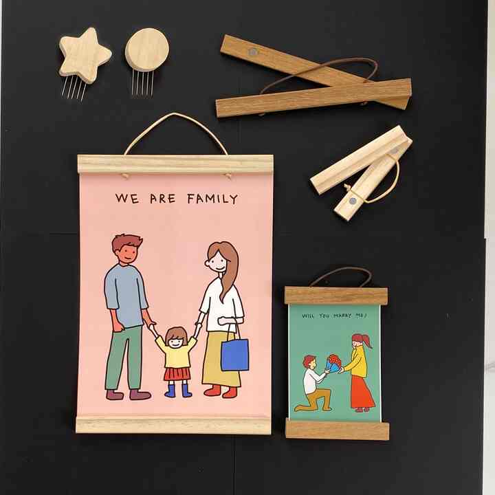 ウッド ハンギング フレーム［3色・5サイズ］