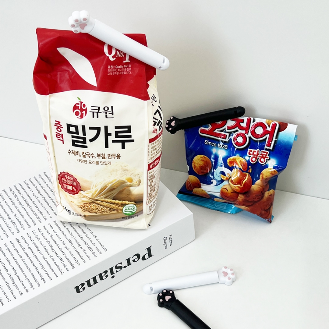 리빙앤소품 고양이 강력 밀폐 집게 다용도 봉지 밀봉 클립 6개 세트 3colors