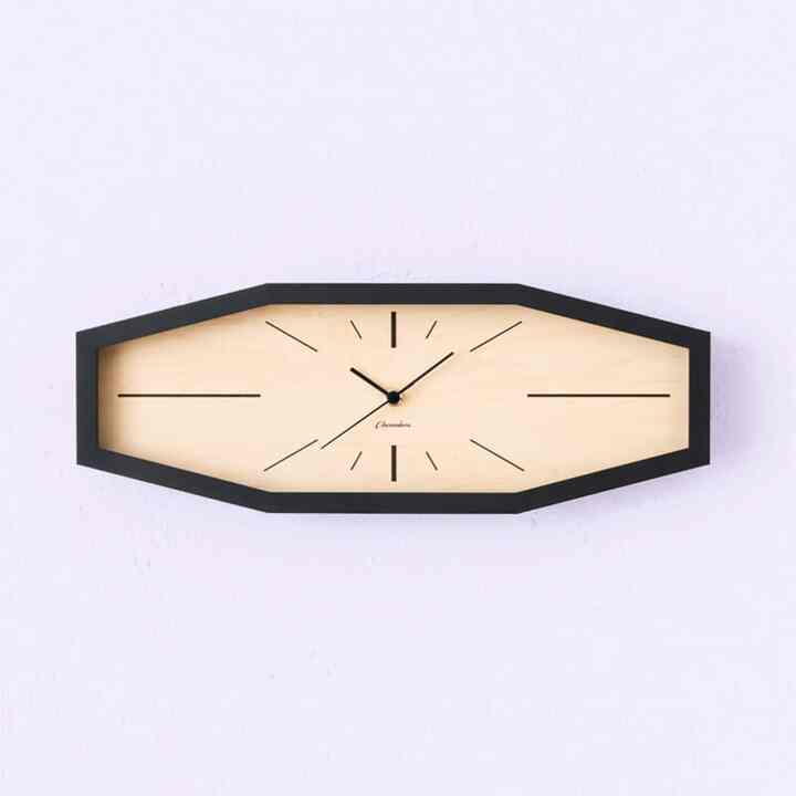 【CHAMBRE】Line 静音 壁掛け時計 Black