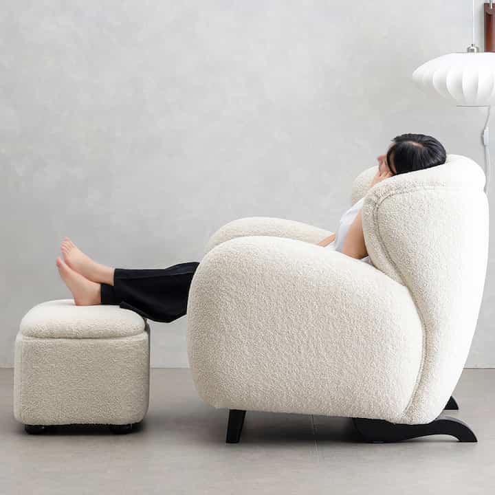 Bouclé Deep Seat Lounge Chair (With Ottoman)