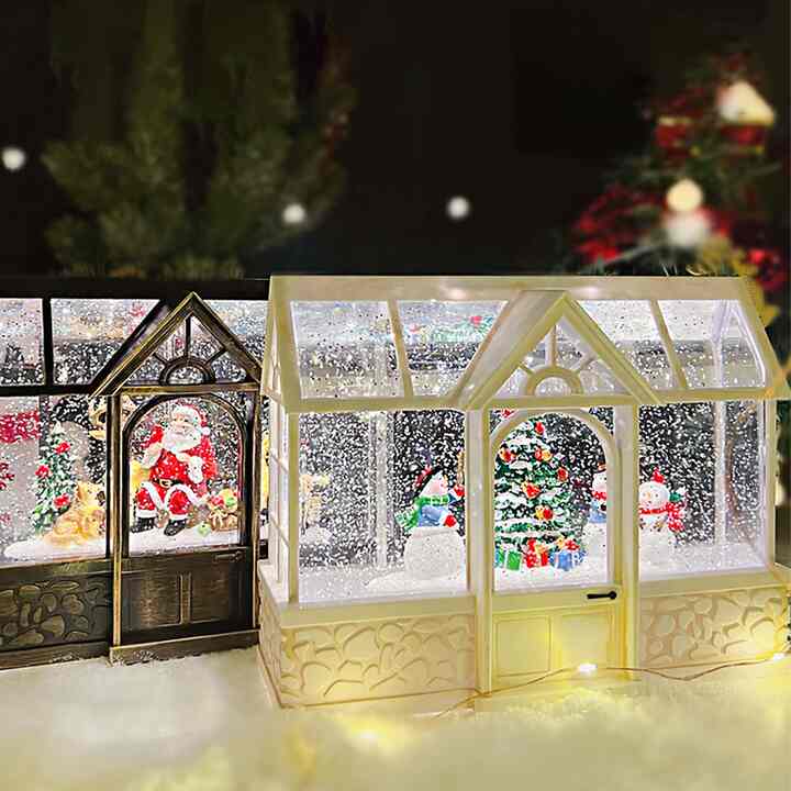 LED クリスマス オルゴール 透明ハウス（キャロル8曲）