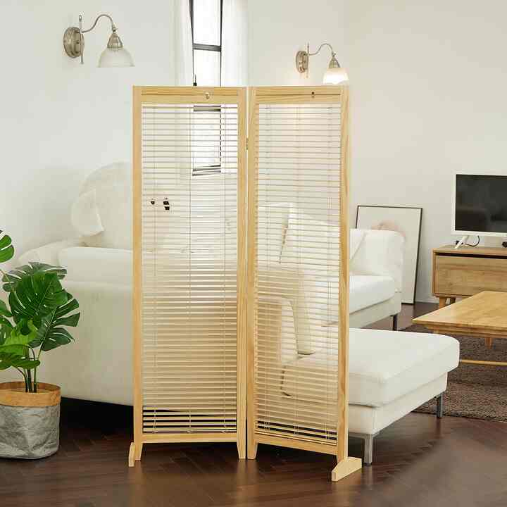  無垢材 ブラインド 1500 2段 パーテーション［2色］