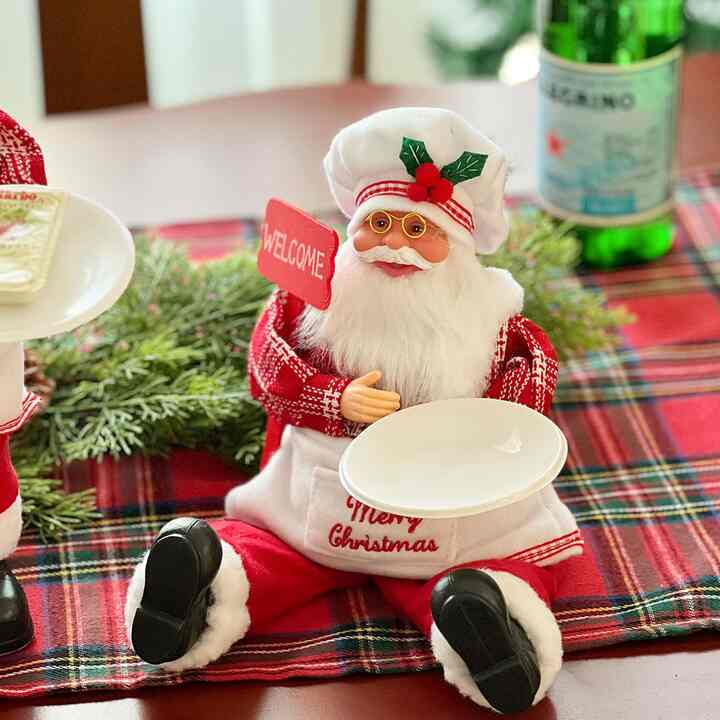 ウェルカム ディッシュ サンタクロース オブジェ（お座り型）