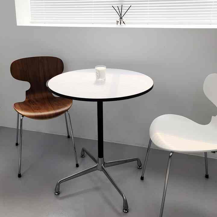 ホワイト 円形 カフェテーブル［2サイズ］