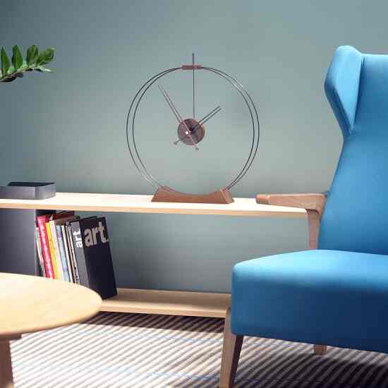 Aire Industrial Analog Walnut Quartz Tabletop Clock in Brow