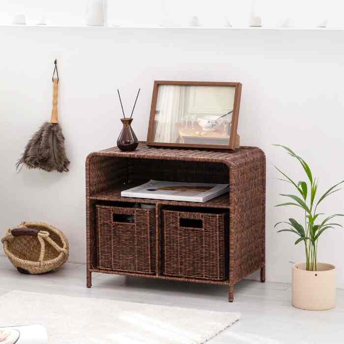 PPラタン1段収納棚 ワイド