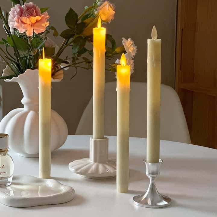垂れる蝋の形 LEDテーパーキャンドル