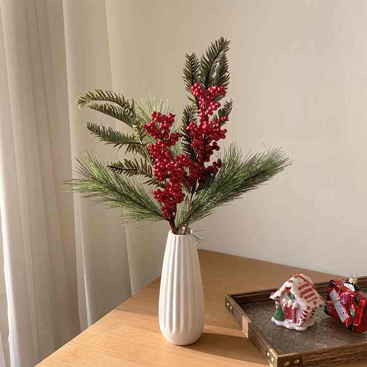 松の木 赤い実・枝 造花