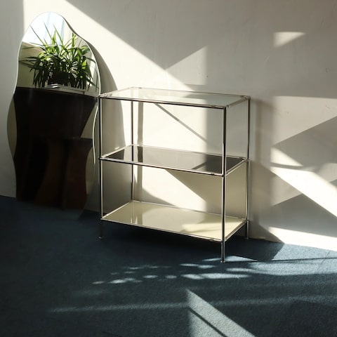 しらす 強化ガラスの3段ラック ポストモダン 2000デザイン スチール しらす 強化ガラスの3段ラック ポストモダン 2000デザイン スチール