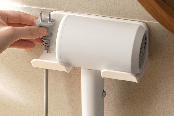 심플 모던 화이트 드라이기 무타공 거치대 화장실 욕실 홀더