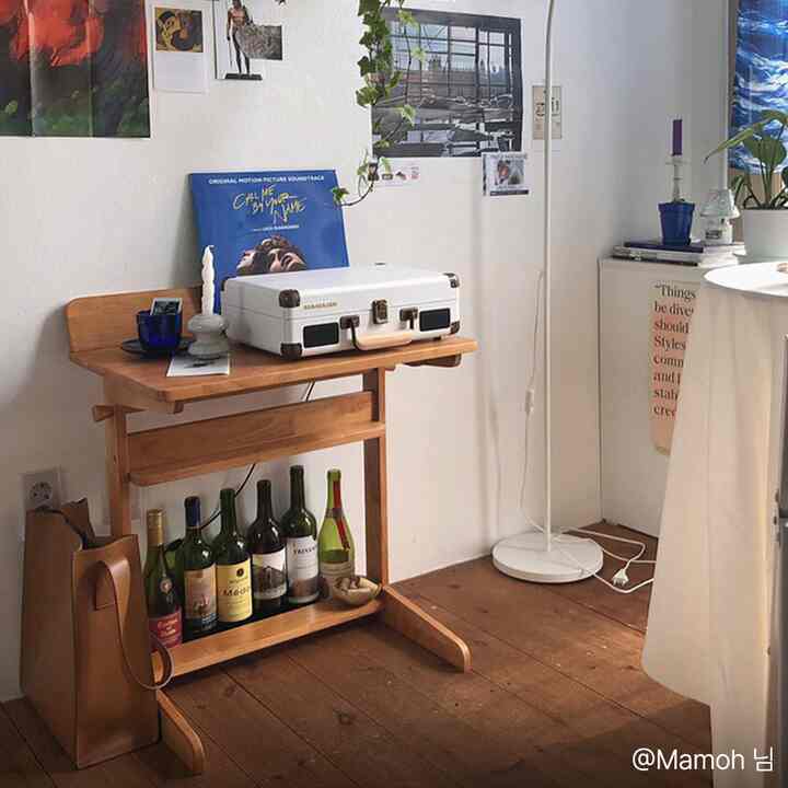 Wood Sofa Side Table with Raised Edge