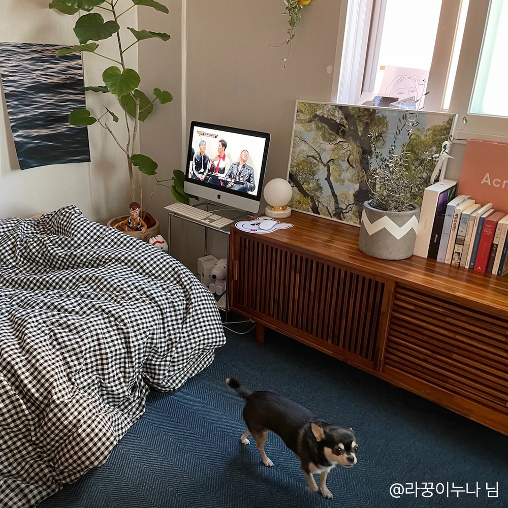 오늘의집 와플 1500 원목 티비다이 TV 거실장