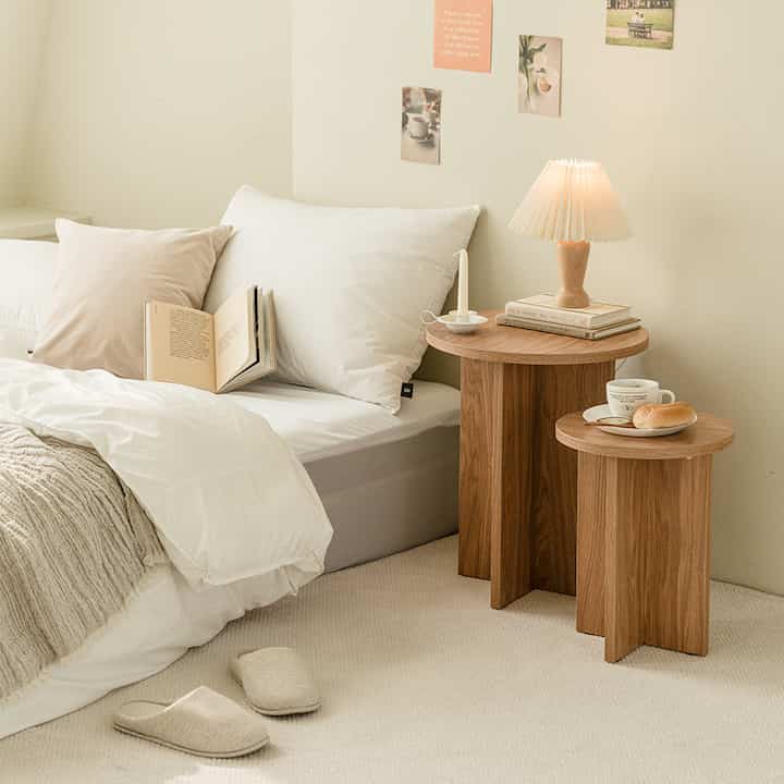 Wood Round Side Table