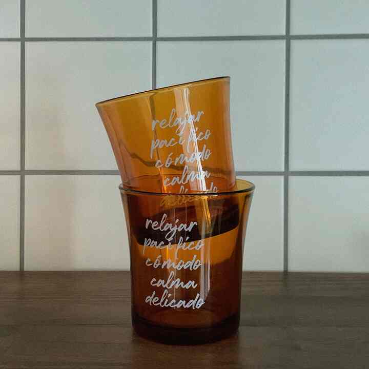 calma glass ビンテージ 耐熱レタリンググラス