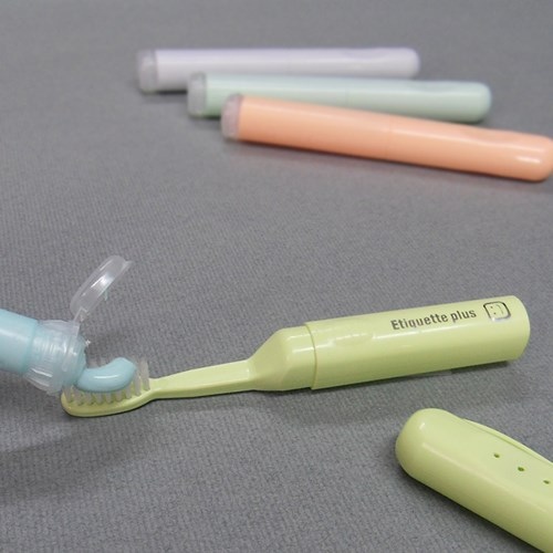 traveleasy 트래블이지 휴대용 올인원칫솔(치약보관용기+ 칫솔+컵) 핑크 2p + 블루 2p세트