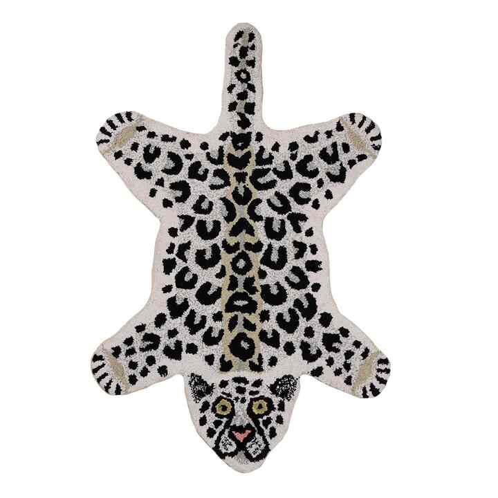 ハンドメイド 白ヒョウ ラグ