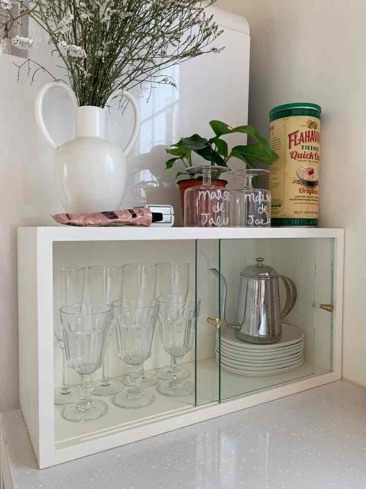 ウッドショーケース 木製 引き戸食器棚 キッチン収納棚［2色］