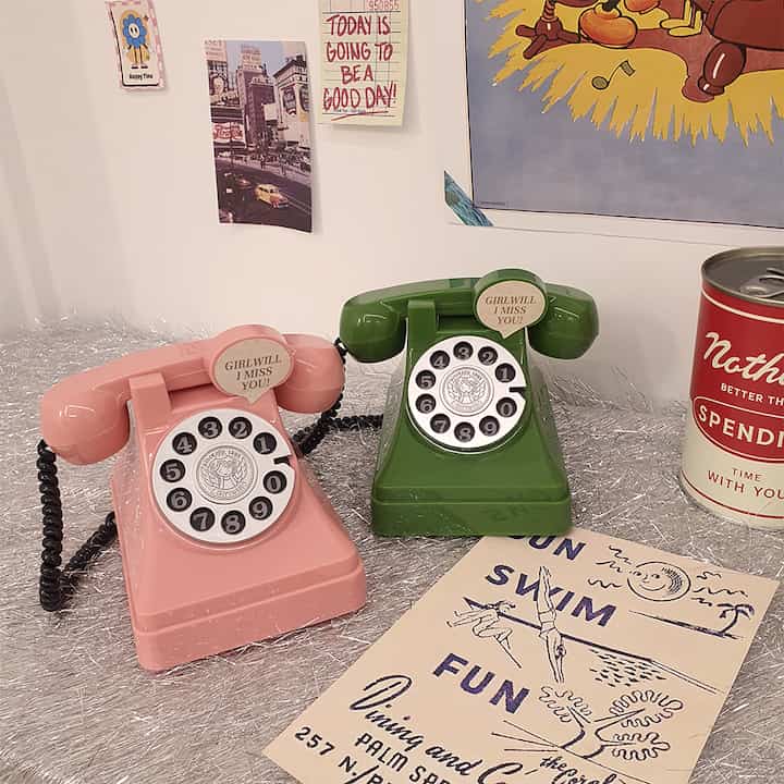 レトロ 電話オブジェ 貯金箱［3色］