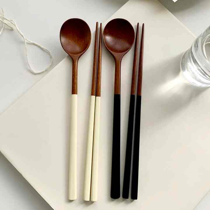 Simple Wooden Chopsticks & Spoon Set
