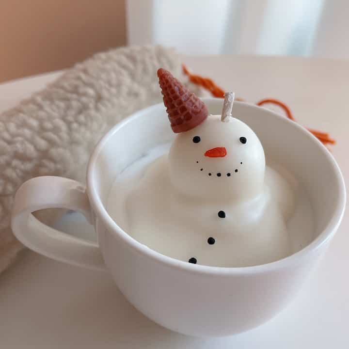 Snowman Latte Candle