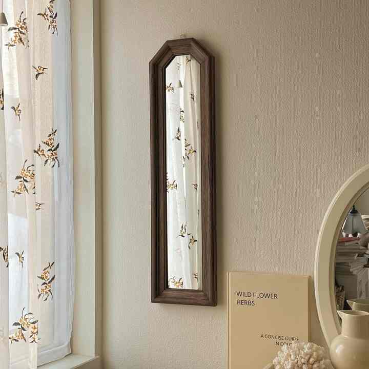  ヴィンテージ ウッド スリム ミラー