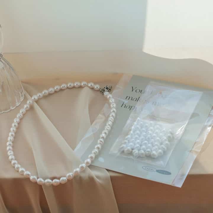 ビーズネックレス DIYキット ホワイトボルド