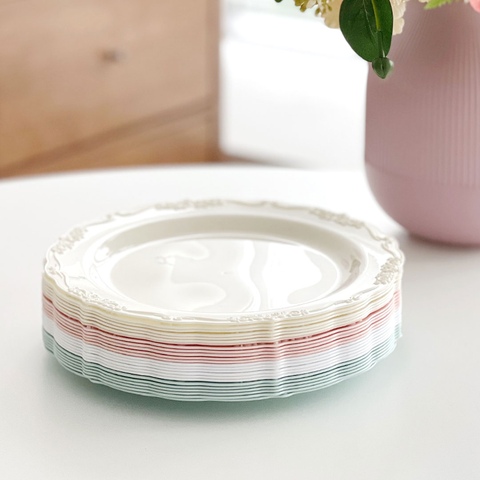 일회용 홈파티 캠핑 플라스틱 접시 세트 (6p) S size / 4 colors 공구 이미지