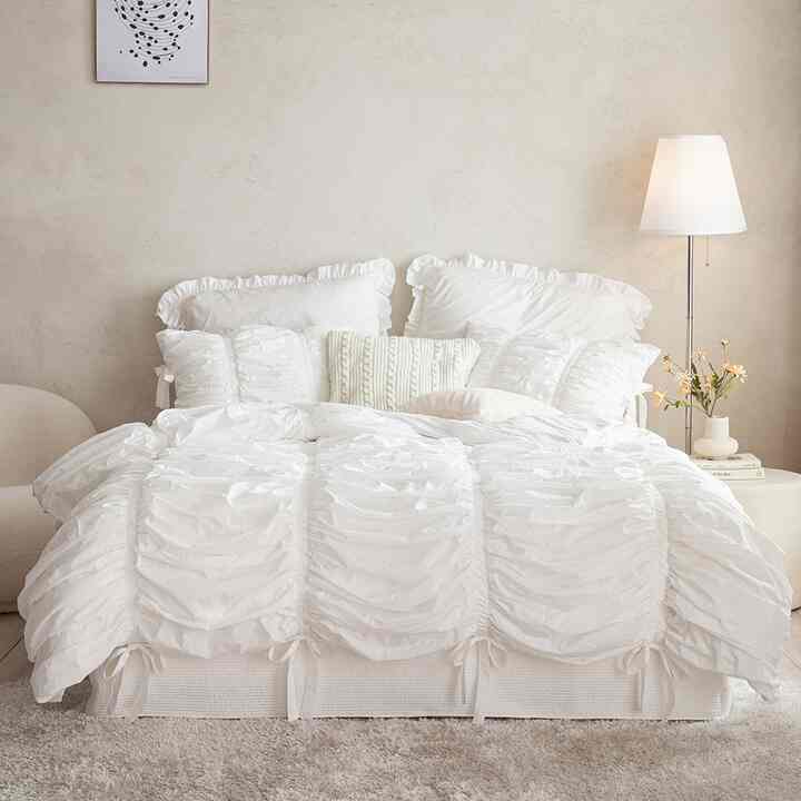 シャーリング 寝具セット クリームホワイト