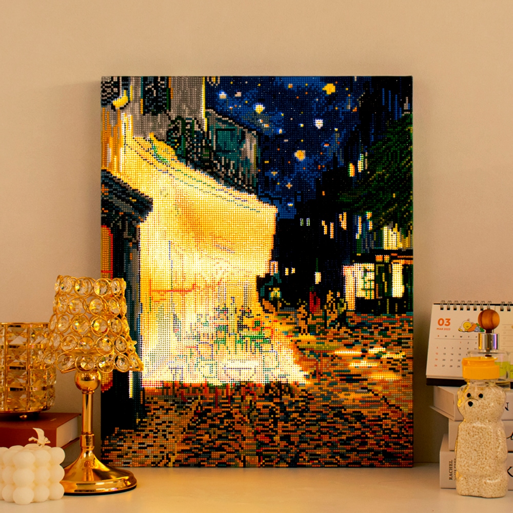 아트조이 DIY 고급형 LED 보석십자수 (캔버스형) 밤의 카페테라스 40X50cm