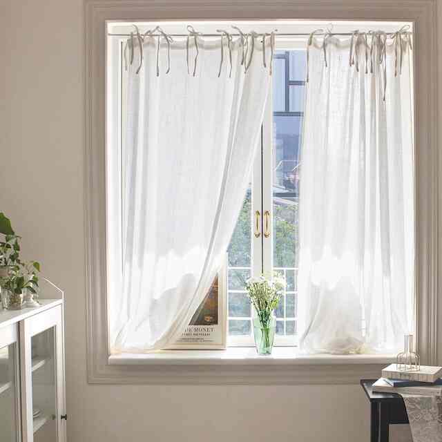 デイリー ホワイト リボン カーテン 2枚セット［2サイズ］