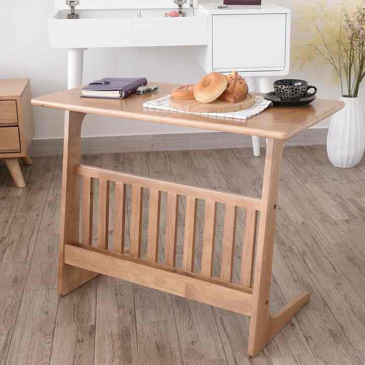 Wooden Side Table with Magazine Rack