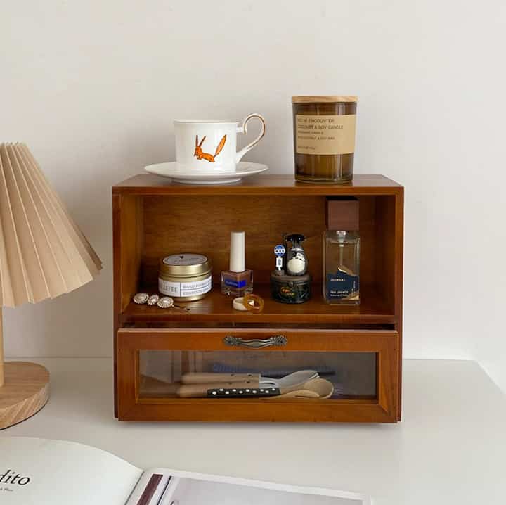 ヴィンテージ 2段 ウッド ミニシェルフ