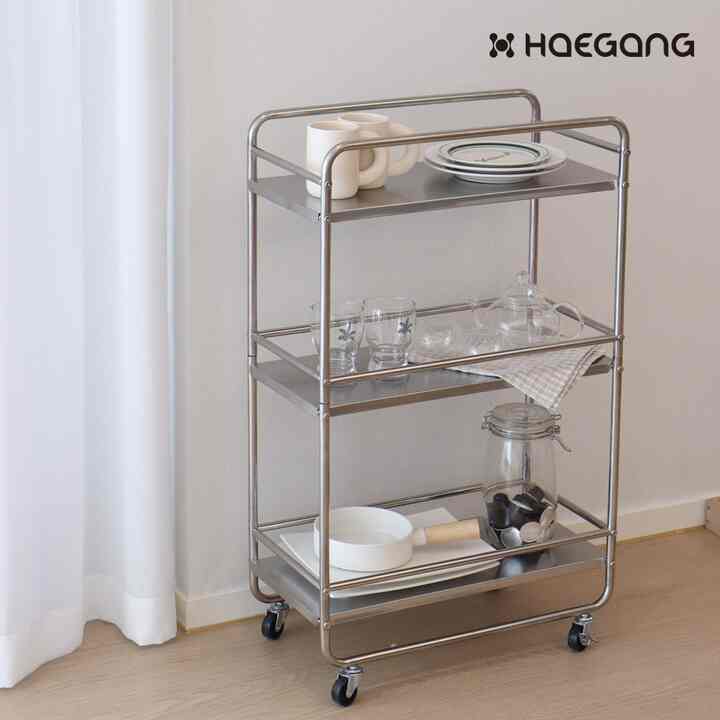 ミッドセンチュリー モダン ステンレス ワゴン［2サイズ］