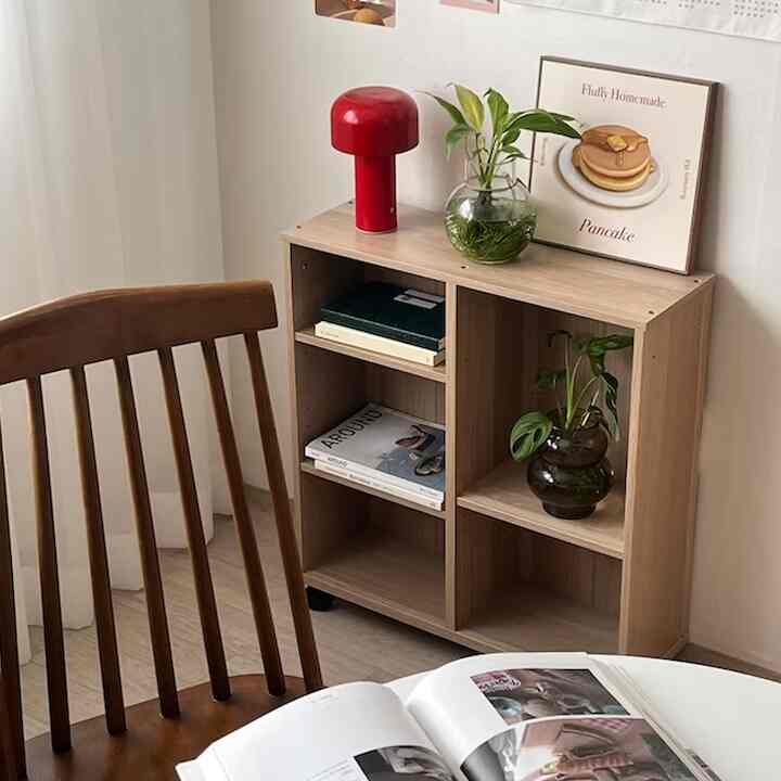 Slim Rolling Wood Utility Cart with Side Hook