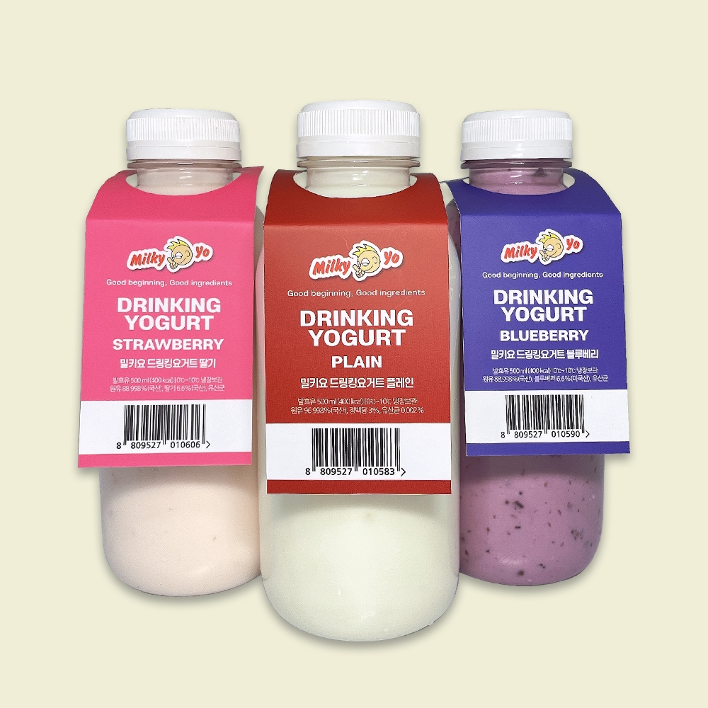 밀키요 체세포 1A 1등급 우유드링킹 수제 요거트 500ml 3종(플레인,딸기,블루베리)