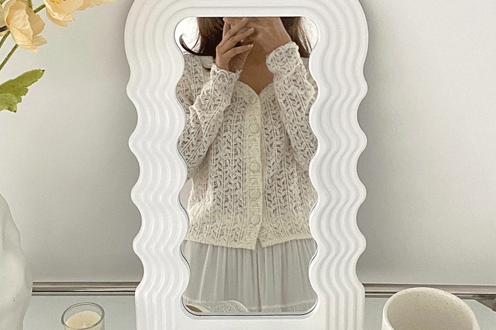 [단독특가]웨이브 대형 미러 화장대 거울 인테리어 벽걸이 포인트 탁상 중형 6colors