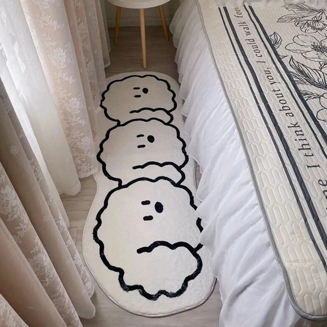 꾸밈하우스 삼둥이 강아지 발매트 미니 롱 러그 미끄럼방지 침실 거실 주방 현관 욕실 매트 3size