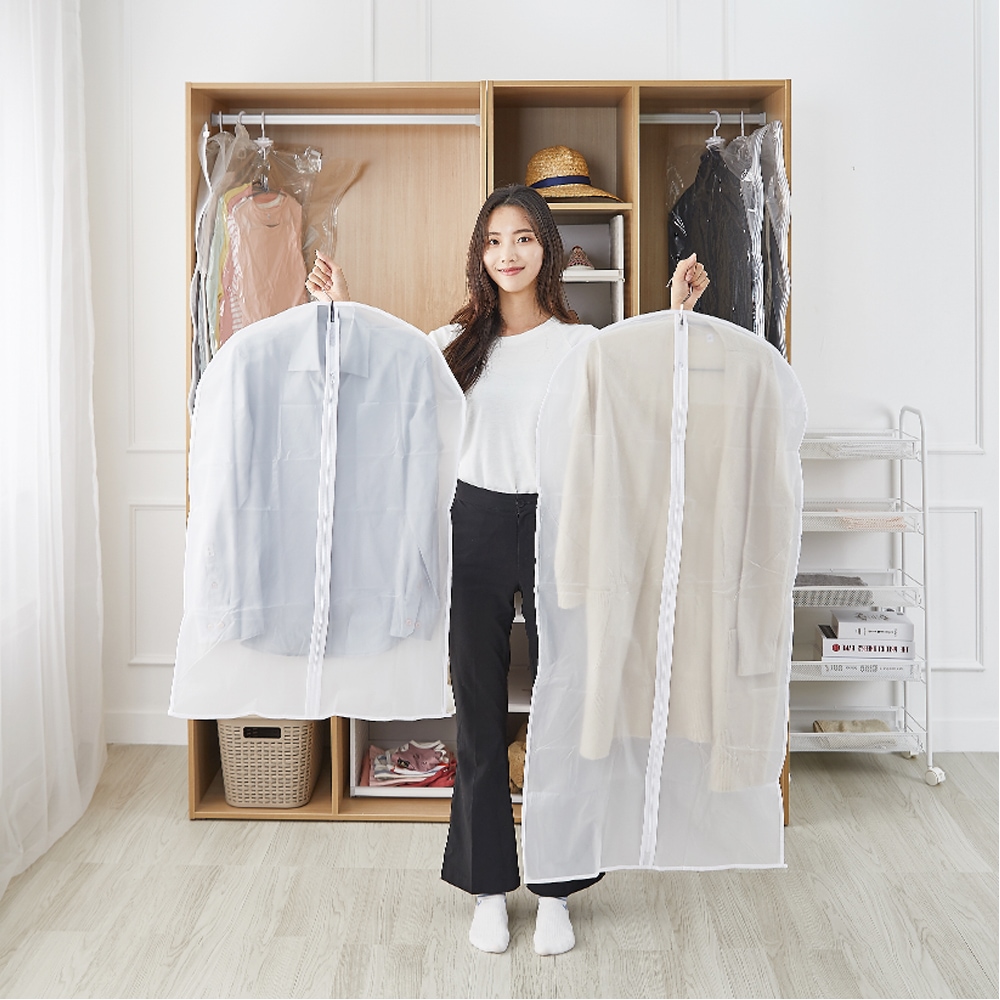 할메이드 옷장 지퍼식 반투명 드레스룸 정장 의류 라운드 옷커버