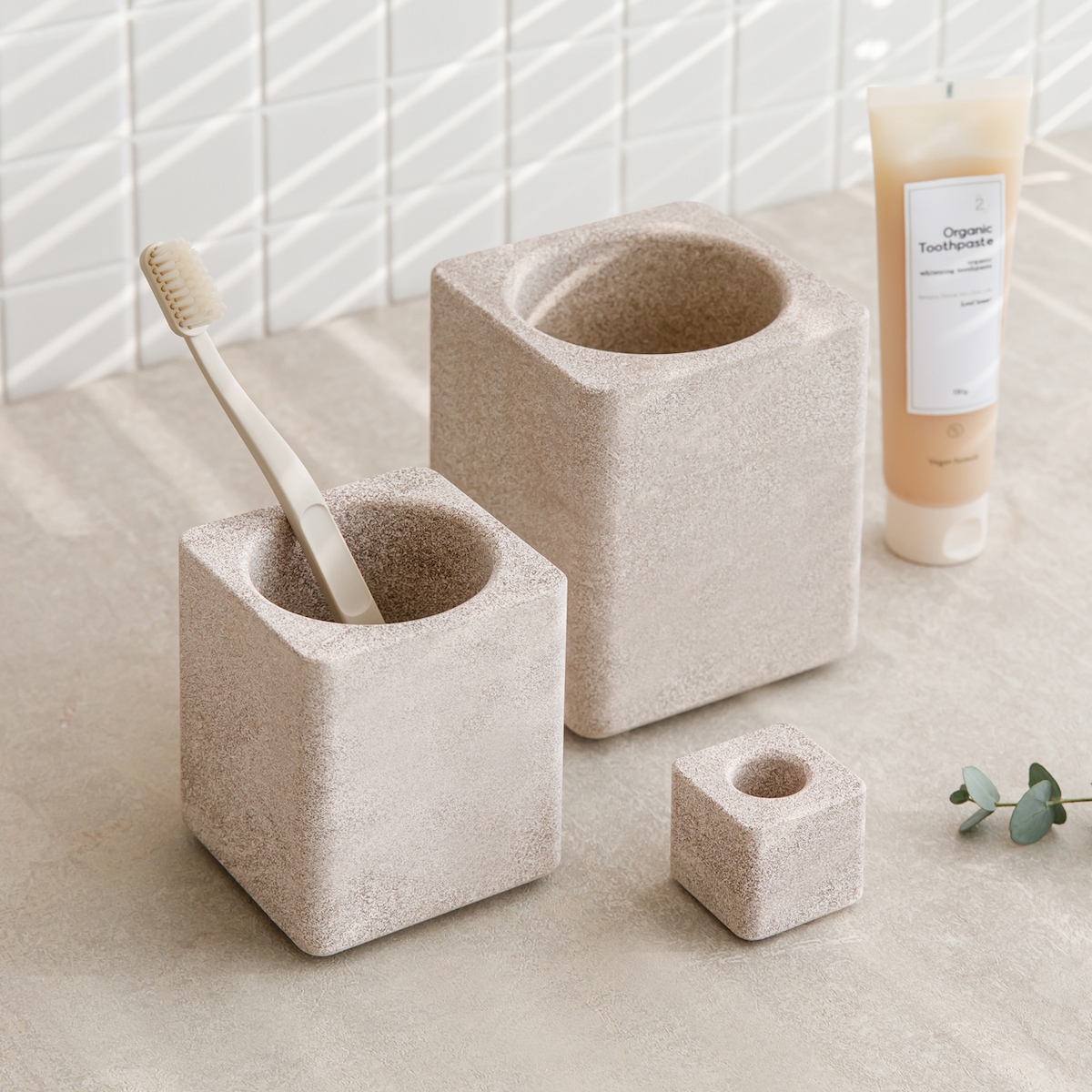 리프홈 호텔식 초흡수 프리미엄 규조토 세라믹 사각 칫솔꽂이 (3size)