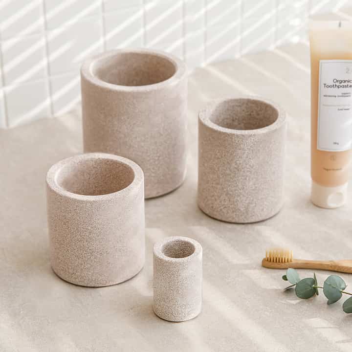 プレミアム珪藻土 セラミック歯ブラシホルダー 丸型［4サイズ］