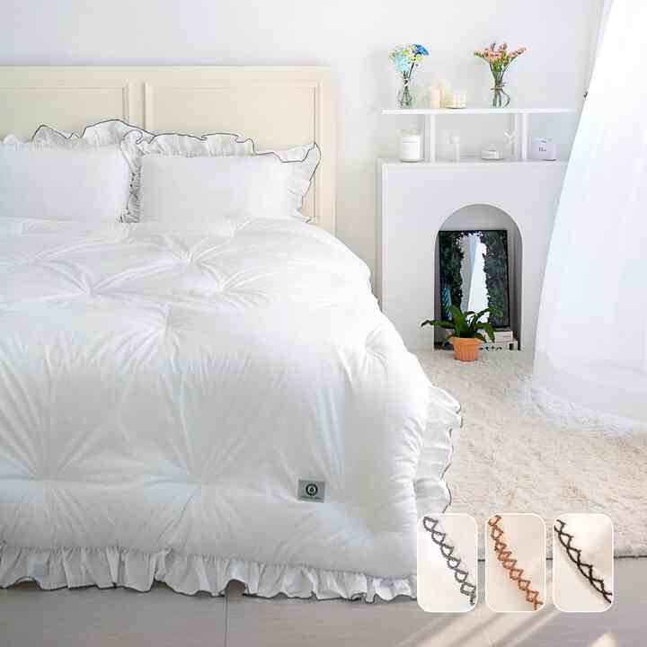 フリルオーガニック薄綿入布団セット［3色］