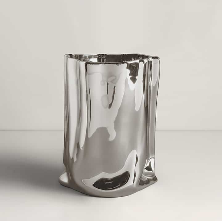 セラミック バスケット型フラワーベース